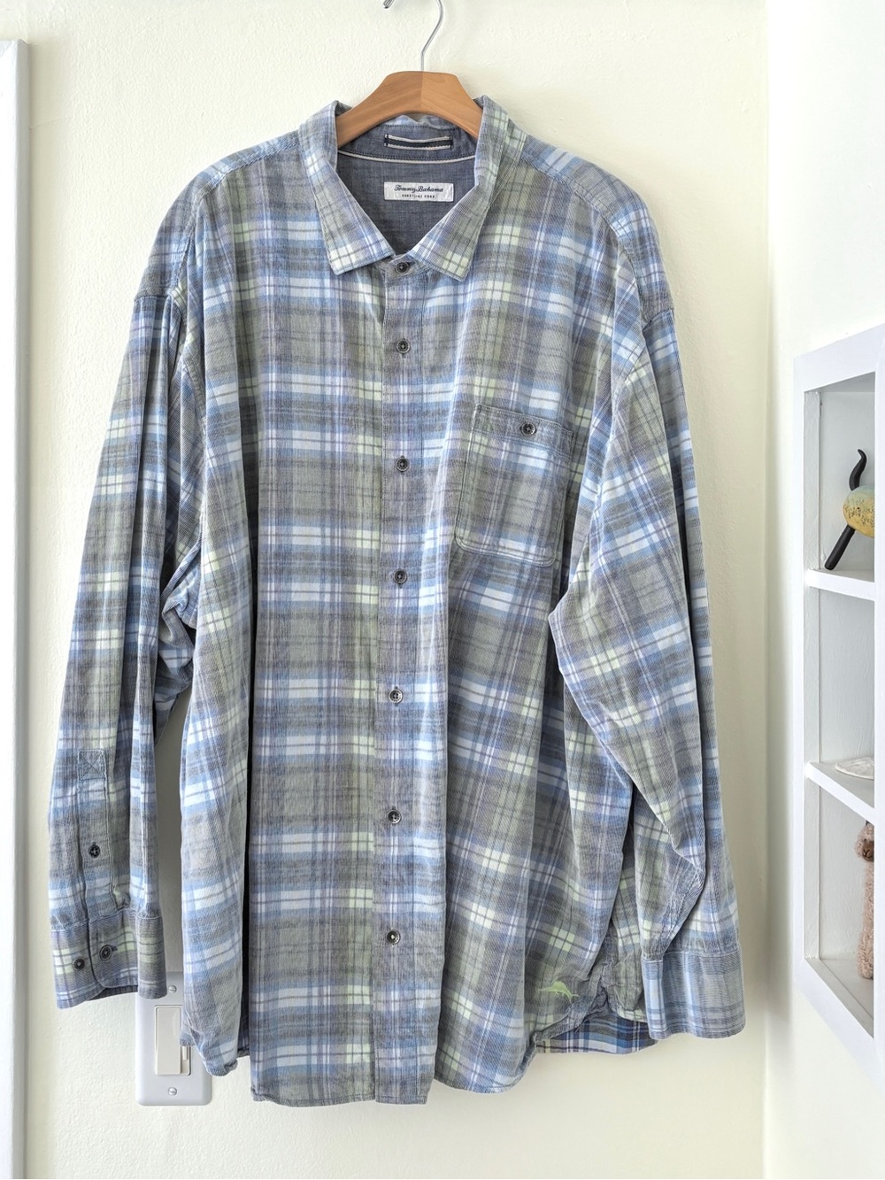 Tommy Bahama coastline cord blue green plaid long sleeve button front shirt 4XLB